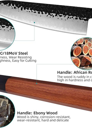 FINDKING Dynasty Series 4PCS Kitchen Knife Set, Professional Japanese Chef Knife Set, 9Cr18MoV High Carbon Steel Blade, African Rosewood Octagonal Handle, for Meat, Fruits, Vegetables