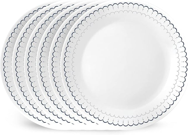Corelle 6-Piece 10.25" Dinner Round Plates Vitrelle Triple Layer Glass, Lightweight Round Plates, Chip and Scratch Resistant, Microwave and Dishwasher Safe, Caspian Lace