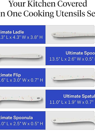 GIR: Get It Right 5 Piece Silicone Kitchen Utensils Set - Ladle, Spatula, Flip, Spoon & Spoonula - Non-Toxic Cooking Utensils for Nonstick Cookware, Cooking and Baking - Sprinkles