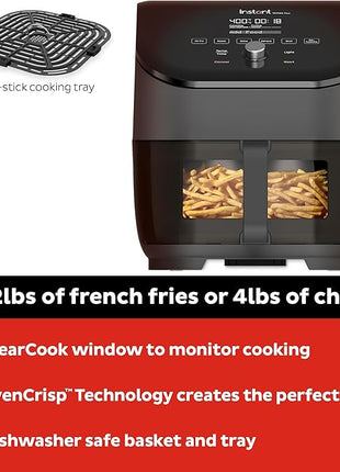 Instant Pot Vortex Plus 6QT ClearCook Air Fryer, Clear Windows, Custom Program Options, 6-in-1 Functions, Crisps, Broils, Roasts, Dehydrates, Bakes, Reheats, from the Makers of Instant Pot, Black