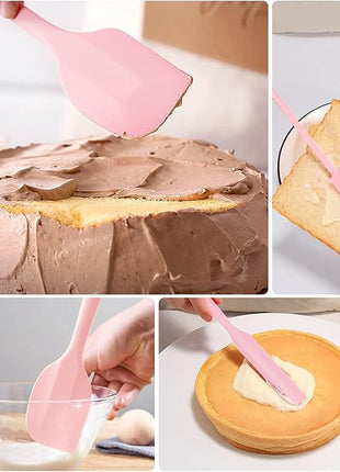 5 Piece Pink Silicone Spatula Set, Heat Resistant Rubber Spatulas Set, Silicone Kitchen Utensils Set Dishwasher Safe for Nonstick Cookware Baking Cooking