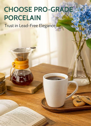 Sweese Porcelain Coffee Mugs - 16 Ounce (Top to the Rim) for Coffee, Tea, Cocoa, Set of 4, Dove Grey