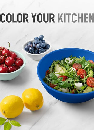 Zulay Kitchen 12 Piece Plastic Mixing Bowls with Leak-Proof Lids Set - Microwave and Freezer Safe Kitchen Mixing Bowls for Preparing, Serving and Storing - Large Nesting Bowls (Blue Ombre)
