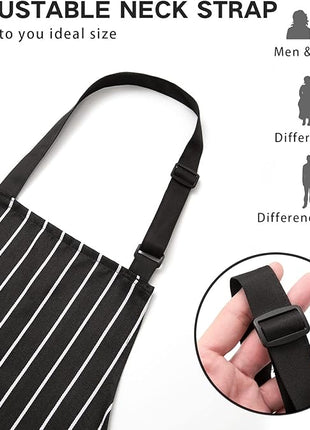 2 Pack Adjustable Bib Apron with 2 Pockets Chef Cooking Kitchen Restaurant Aprons for Women Men