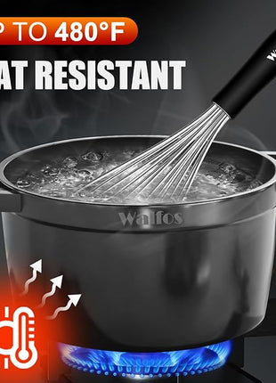 Stainless Steel Whisk Set with 7"+5" Mini whisks, Walfos Heavy Duty Whisks, Kitchen wisk (7+9+11in) Premium for Whisking, Blending, Beating, Frothing & Stirring.