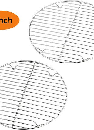 P&P CHEF 9 Inch Cooking Rack Round, Stainless Steel Round Rack for Cooking Cooling Steaming Baking, Fit Air Fryer Pot Pressure Cooker, 2 Pack -Oven & Dishwasher Safe