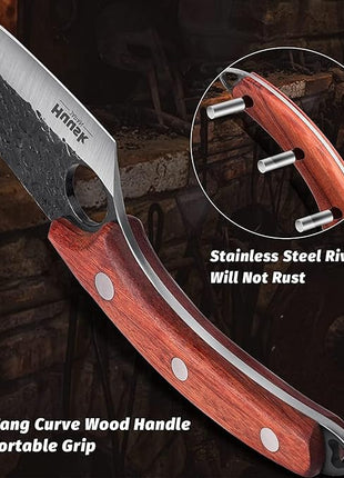 Huusk Viking Knife, Japanese Meat Cleaver Knives Forged Boning Knife with Sheath, High Carbon Steel Japan Butcher Fillet Chef Knives for Kitchen, Camping, Christmas Gifts for Men Women