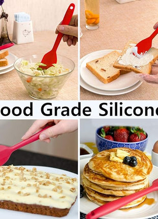 Rubber Spatula Silicone Spatulas Heat Resistant with Stainless Steel Core Spatulas for Cooking Baking Nonstick Kitchen Spatula Utensils Red Spatula Set of 4