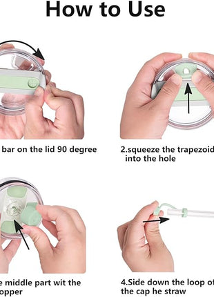 Silicone Spill Stopper Set Compatible with Stanley Cup 2.0 30oz & 40oz with Straw Cover (Set of 2, Matcha)