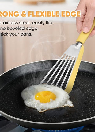 Nonstick Fish Spatula,Maywe Tanso Thin Slotted Spatulas Turner Silicone Fish Spatulas for Nonstick Cookware,High Heat Resistant BPA Free Cooking Utensils,Ideal for Fish,Eggs,Pancakes