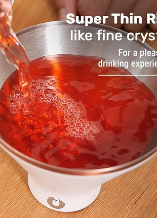 SNOWFOX Premium Vacuum Insulated Stainless Steel Martini Glass, Set of 2, Martinis Stay Icy Cold, Stemless Cocktail Glasses, Elegant Home Entertaining, Bold Beautiful Barware Set, 8 oz, Mermaid