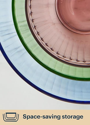 Pyrex Colors Tinted (3-Pack) Sculpted Tinted Unlidded Small/Medium/Large Glass Mixing Bowls, Nesting Space Saving Set of Bowls For Prepping and Baking, 1.3QT, 2.3QT & 4.5QT