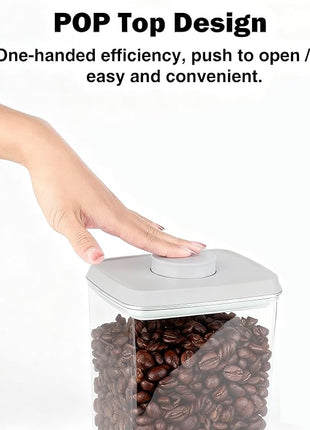 Large Pop Airtight Food Storage Containers Set with Lids, 4.2Qt Food Containers with Scoop, Kitchen Pantry Organization and Storage, BPA Free Stackable Cereal Container