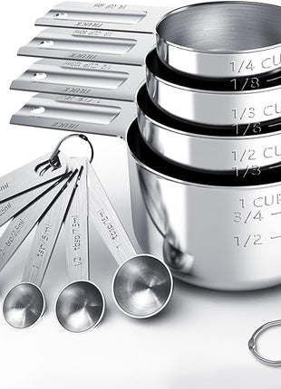 TILUCK Stainless Steel Measuring Cups & Spoons Set, Cups and Spoons,Kitchen Gadgets for Cooking & Baking (10)