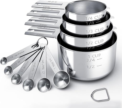TILUCK Stainless Steel Measuring Cups & Spoons Set, Cups and Spoons,Kitchen Gadgets for Cooking & Baking (10)