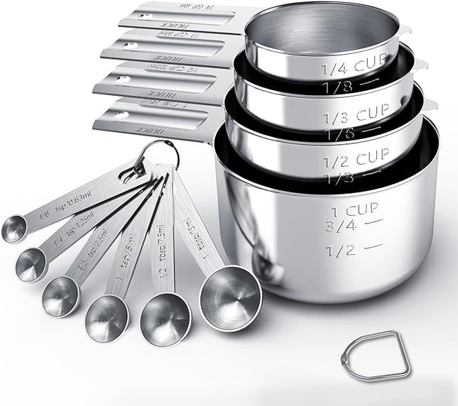 TILUCK Stainless Steel Measuring Cups & Spoons Set, Cups and Spoons,Kitchen Gadgets for Cooking & Baking (10)