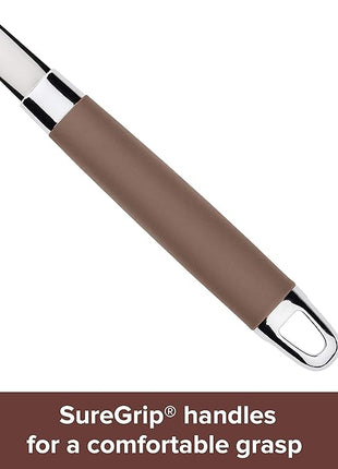 Anolon SureGrip Dishwasher Safe Nonstick Locking Cooking Tongs Set/Salad Serving Tools, 9 Inch and 12 Inch, Bronze Brown