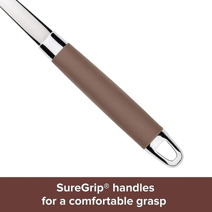Anolon SureGrip Dishwasher Safe Nonstick Locking Cooking Tongs Set/Salad Serving Tools, 9 Inch and 12 Inch, Bronze Brown