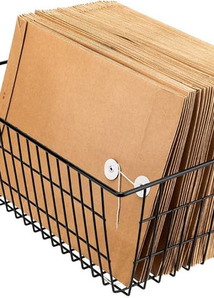 SANNO Wire Storage Baskets Freezer Baskets Farmhouse Organizer Storage Bins Large Organizer Bins for Storage, Office, Bathroom, Pantry Organization Storage Bins Rack with Handles 6 Pack