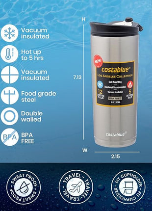 Travel Coffee Mug - 16 Oz. Stainless Steel Insulated Coffee Mug, Leak Proof Tumbler w/Dishwasher Safe Lid, Double Wall Travel Coffee Cup, Reusable Insulated Tumbler for Hot & Cold Beverages…