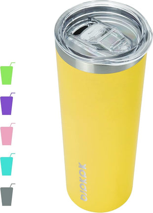 BJPKPK Yellow Skinny Stainless Steel Tumblers 20 oz Vacuum Insulated Reusable Tall Coffee Travel Tumbler Cup with Lid