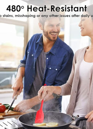Silicone Spatula Set 2 Pcs Heat Resistant Rubber Spatula for Non-stick Cookware BPA Free (Red)