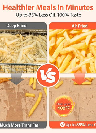 Beelicious 5.8QT Large Air Fryer, 12-in-1 Digital Airfryer with Clear Window, 40+ Recipes, Flavor-Lock Tech, Shake Reminder, Compact, Quiet, Dishwasher Safe, Nonstick (Black)