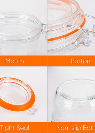 Encheng Small Glass Jars With Airtight Lids, Glass Spice Jars 5 oz,Maosn Jars With Leak Proof Rubber Gasket 150ml,Glass Storage Containers With Hinged Lid,Kitchen Canisters 12 Pack