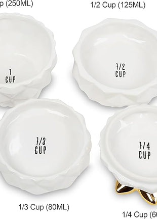 Set of 4 Decorative Pineapple Shaped Stackable Ceramic Kitchen Measuring Cups in 4 Assorted Sizes