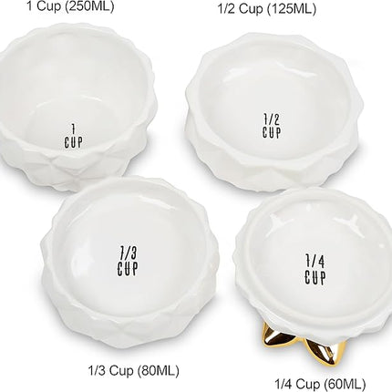 Set of 4 Decorative Pineapple Shaped Stackable Ceramic Kitchen Measuring Cups in 4 Assorted Sizes