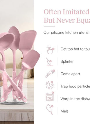 GIR: Get It Right - 5 Piece Essentials All Purpose Set - Ladle, Spatula, Flip, Spoon & Spoonula, Non-stick, Heat Resistant, Dishwasher Safe, Kitchen Utensils, Baking Supplies - Rose