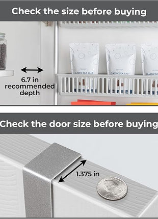 Smart Design Over-the-Door Organizer for Storage – Perfect for Pantry Organization, Bedroom, Bathroom Storage, Playroom, or Kitchen - Adjustable Steel Frame with 6 Baskets & Wall Mount – Grey …