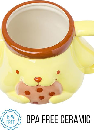 Silver Buffalo Sanrio Hello Kitty and Friends Pompompurin Ceramic 3D Sculpted Mug, 20 Ounces