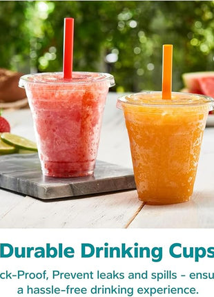 GUSTO [12 oz. - 100 Count Clear Cups with Flat Lids & Straws - Disposable Clear Drinking Cups for Iced Coffee, Cold Drinks, Milkshakes, and Smoothies - Formerly Comfy Package