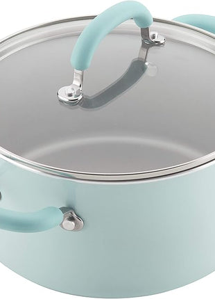 Rachael Ray Create Delicious Nonstick Cookware Pots and Pans Set, 13 Piece, Light Blue Shimmer