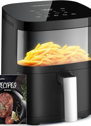 Air Fryer, Beelicious 8-in-1 Smart Compact 4QT Air Fryers with Viewing Window, Shake Reminder, 450°F Digital Airfryer with Flavor-Lock Tech, Dishwasher-Safe & Nonstick, Fit for 1-3 People, Black