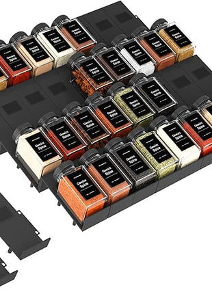 Famhap Spice Drawer Organizer, 36PCS Interlocking Expandable Seasoning Rack Tray Insert for Kitchen Drawers, Spice Rack Drawer for Spice Jars