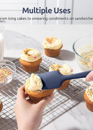 Heat Resistant Silicone Spatula Set: U-Taste 600ºF High Temp Seamless Food Grade Food Grade Flexible Rubber Silicon Kitchen Cooking Mixing Baking Scraper for Nonstick Cookware Set of 4 (Midnight Blue)