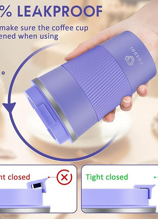 CS COSDDI 12 oz Stainless Steel Vacuum Insulated Tumbler - Coffee Travel Mug Spill Proof with Lid - Coffee Cups for Keep Hot/Ice Coffee,Tea and Beer (purple)