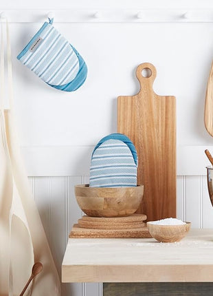 KitchenAid Albany Mini Oven Mitt 2-Pack Set, Blue Velvet, 5.5"x8"