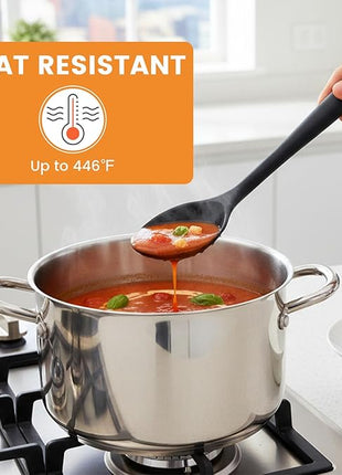 HAKSEN Silicone Spoons for Cooking, 4PCS 10.8 Inch Nonstick Kitchen Serving Spoons, Heat Resistant Silicone Cooking Utensils Set for Stirring, Mixing, Baking, Dishwasher Safe