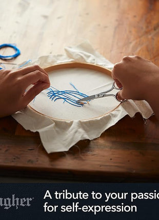 Gingher Embroidery Scissors, Precision Craft Scissors, Hand-Tuned Blades & Double Loop Handle, 4”, Silver/Nickel