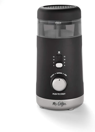 Mr. Coffee Automatic Coffee Grinder with 5 Presets, 12 Cup Capacity, Black – Ideal for Home Use and Espresso Lovers