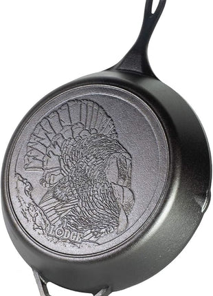 Lodge Wildlife 13.25 in Cast Iron Skillet with Turkey Scene