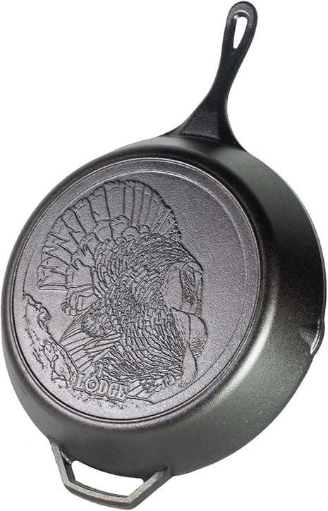 Lodge Wildlife 13.25 in Cast Iron Skillet with Turkey Scene