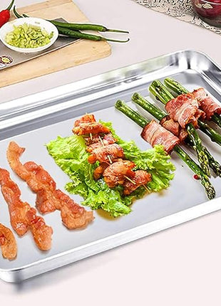 TeamFar Toaster Oven Pan, Stainless Steel Toaster Oven Tray Quarter Sheet Pan, 12.4’’x 9.7’’x1’’, Non Toxic & Healthy, Rust Free & Mirror Finish, Easy Clean & Dishwasher Safe