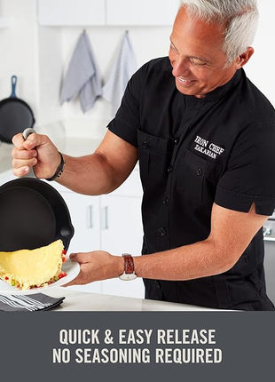 Zakarian by Dash 9.5 Inch Small Nonstick Cast Iron Skillet, Titanium Ceramic Coated Frying Pan, Blue