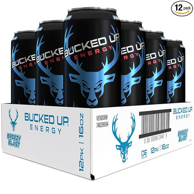Bucked Up Energy Drink 300mg (Breezy Blast) (12 CT)