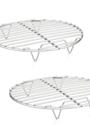 P&P CHEF 7½ Inch Cooking Rack Round, Stainless Steel Round Rack for Cooking Cooling Steaming Baking, Fit Air Fryer Pot Pressure Cooker, 2 Pack -Oven & Dishwasher Safe