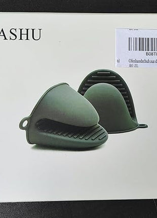 Oven Glove Thicken Silicone Pot Holder Mini Oven Mitt Heat Resistant Pinch Covers for Air Fryer, Baking, Cooking, BBQ Grilling (Grey)